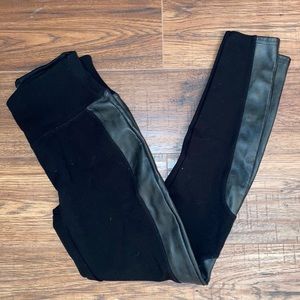 Spanx black leggings with faux leather side